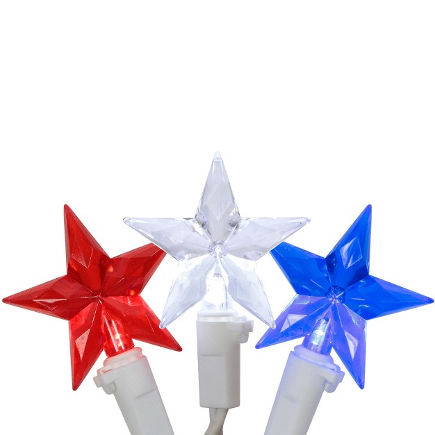 Northlight 30ct Led Patriotic Stars Fourth Of July String Light Set 7ft White Wire