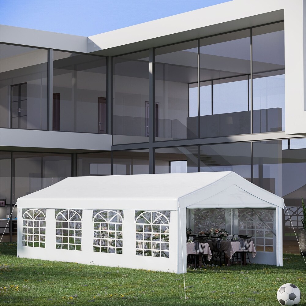Outsunny 13' x 26' Party Tent   Carport with Removable Sidewalls and Zipper Doors  Heavy Duty Canopy Tent Sun Shade Shelter