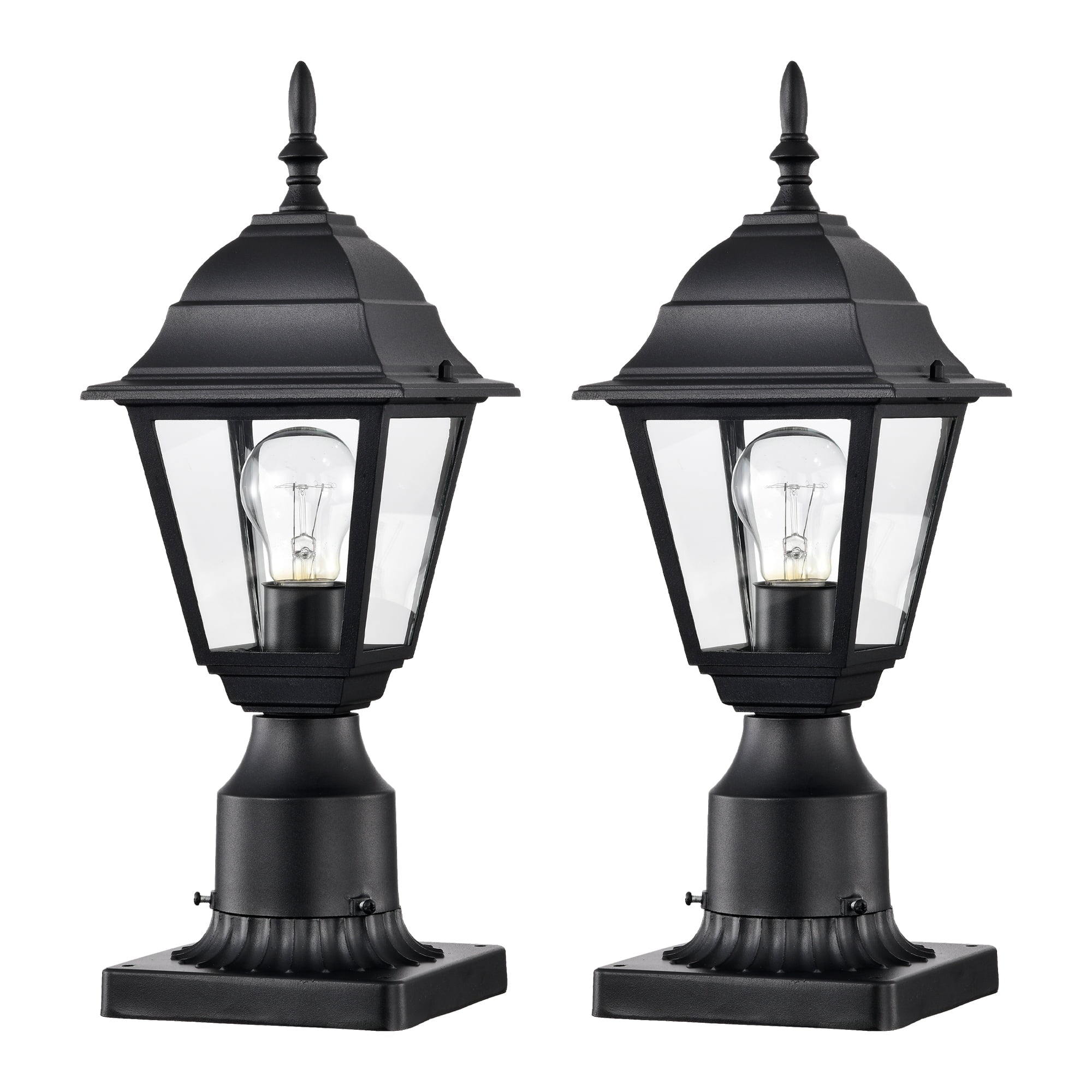 Ashop Outdoor Post Light 2 Pack Pole Lantern Black Exterior Porch Fixtures for Patio Entryway with Pier Mount