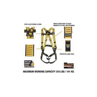 DW 5-Point Fall Protection Harness with Pass-Thru Chest and Tongue Buckle Legs DXFP512002