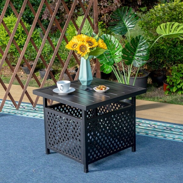 Claribelle Square Side Table with Umbrella Hole by Havenside Home