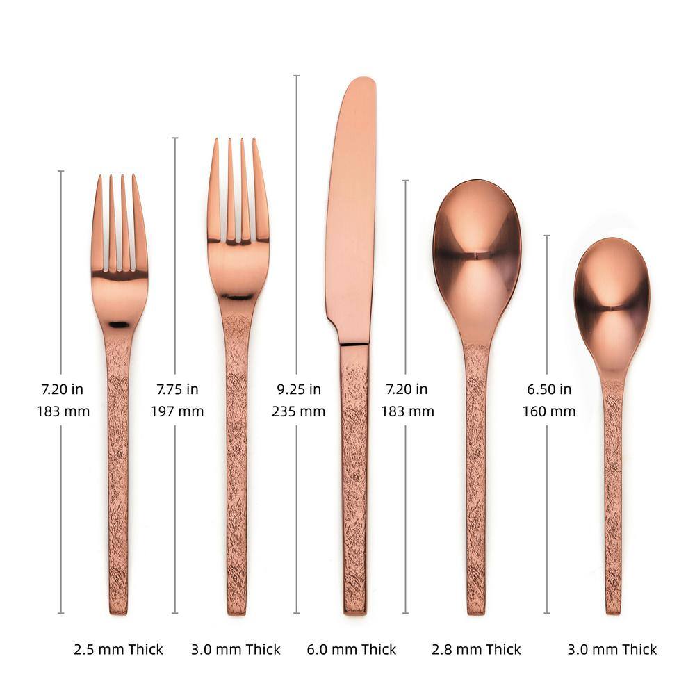 ORNATIVE Eve 20 Piece Matte Copper 180 Stainless Steel Flatware Set Service for 4 10020COR1