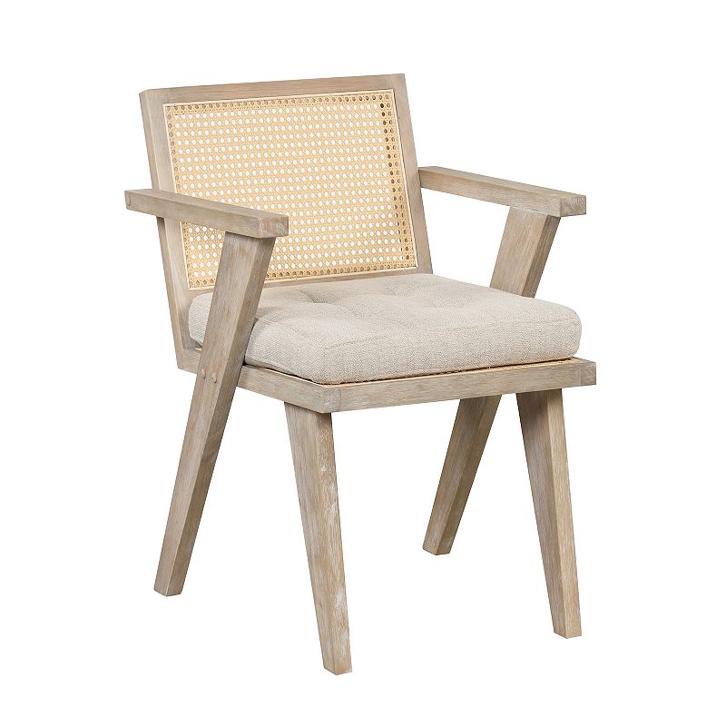 Merax Accent Chair With Handcrafted Rattan Backrest And Padded Seat For Leisure