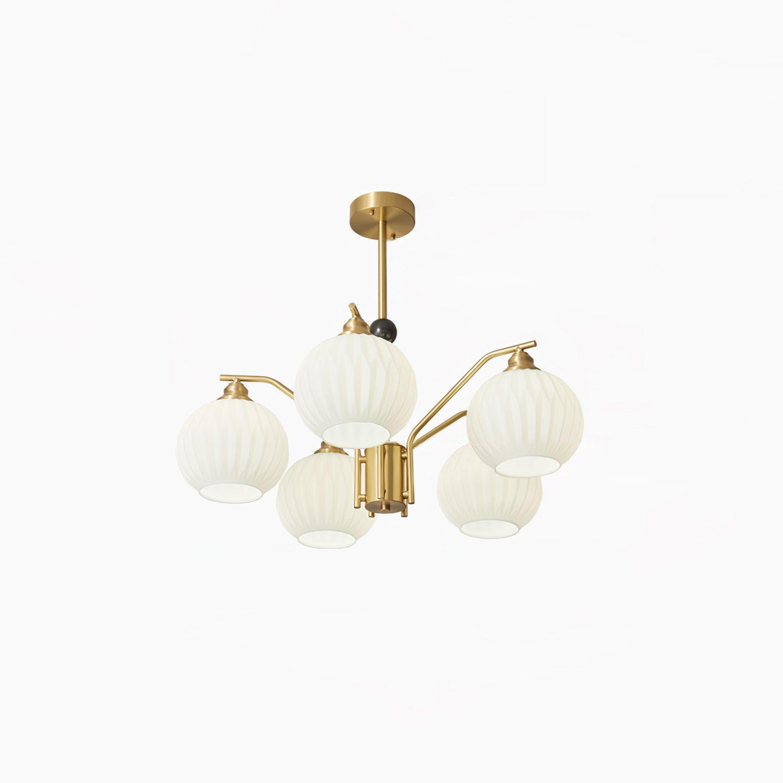 Ribbed Glass Gold Chandelier