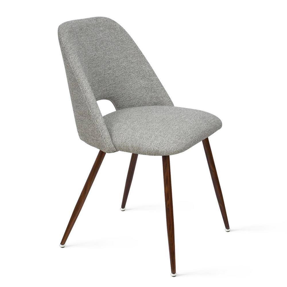 Elevens Upholstered Modern Cutout Back Dining Chair with Walnut Leg (Set of 4) EDWIN-CHAIR-WALNUTGREY