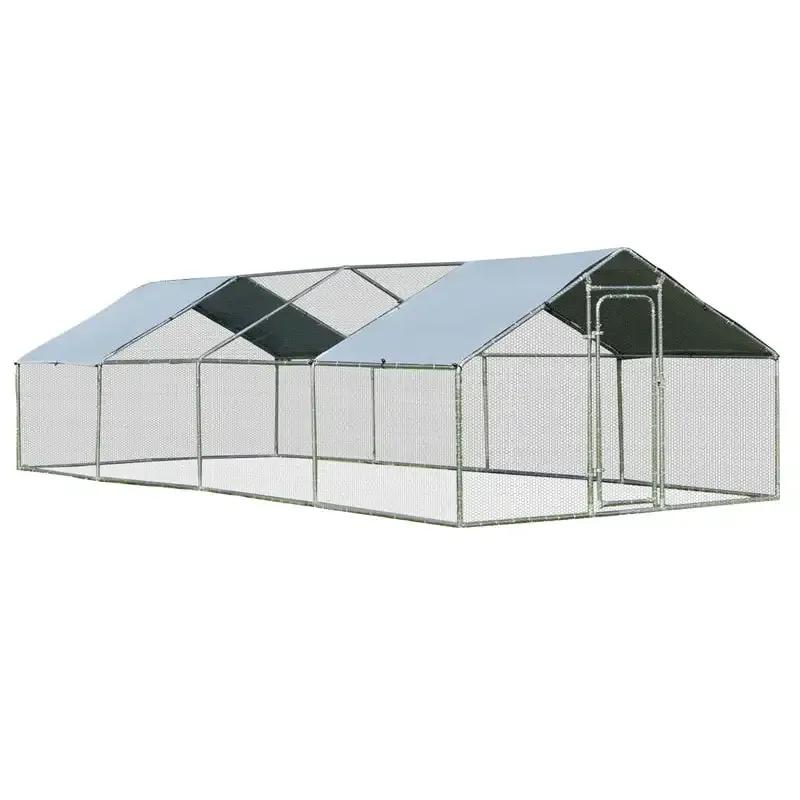 26 FT Large Metal Chicken Coop Run Walk-in Poultry Cage Hen Run House Shade Cage for Outdoor Backyard Farm