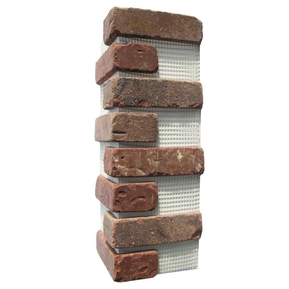 Old Mill Brick Brickwebb Columbia Street Thin Brick Sheets - Corners (Box of 3 Sheets) 21 in x 15 in (5.3 linear ft.) BWC-37007CS