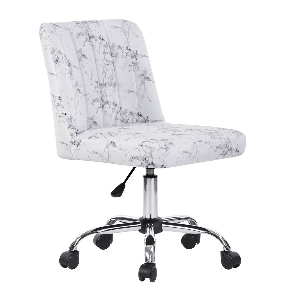 Modern Home Upholstered Office Chair  Computer Armless Swivel Desk Chair  Height Adjustable Mid Back Office Chair