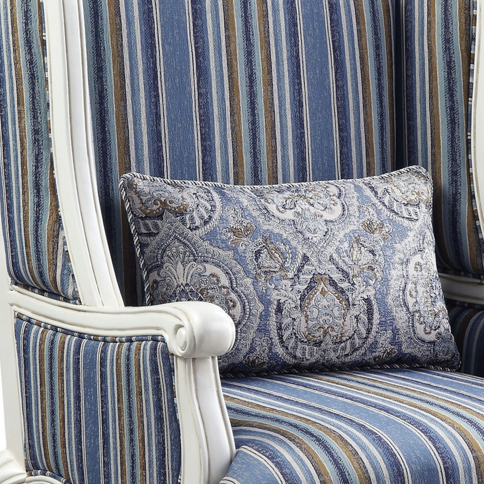 Benzara BM250655 Chair With Wingback and Resin Queen Anne Legs  Blue   Victorian   Armchairs And Accent Chairs   by Uber Bazaar  Houzz