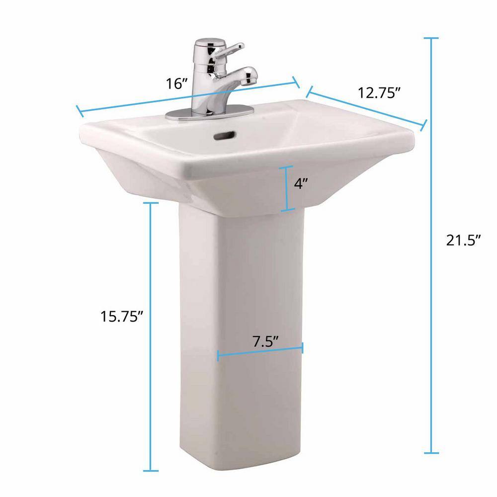 RENOVATORS SUPPLY MANUFACTURING WeeWash 21-12 in. H Child Pedestal Bathroom Sink in White with Overflow 10686