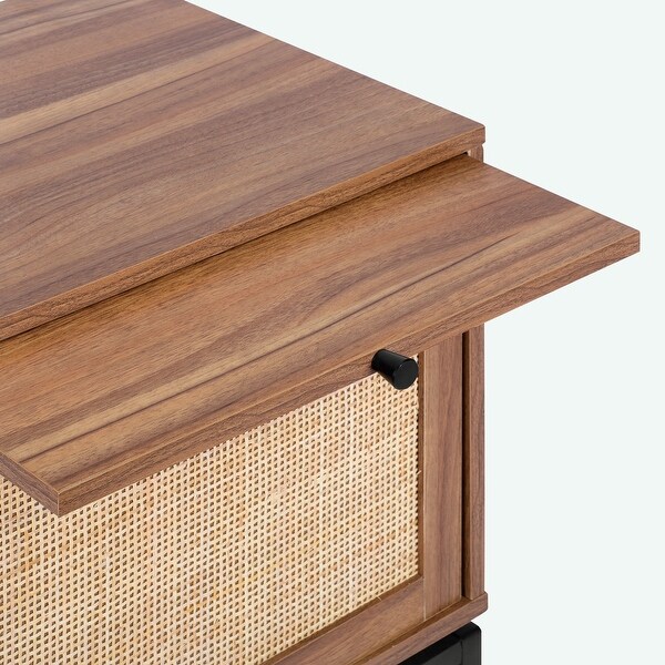 Natural Rattan Door Nightstand - - 37933444