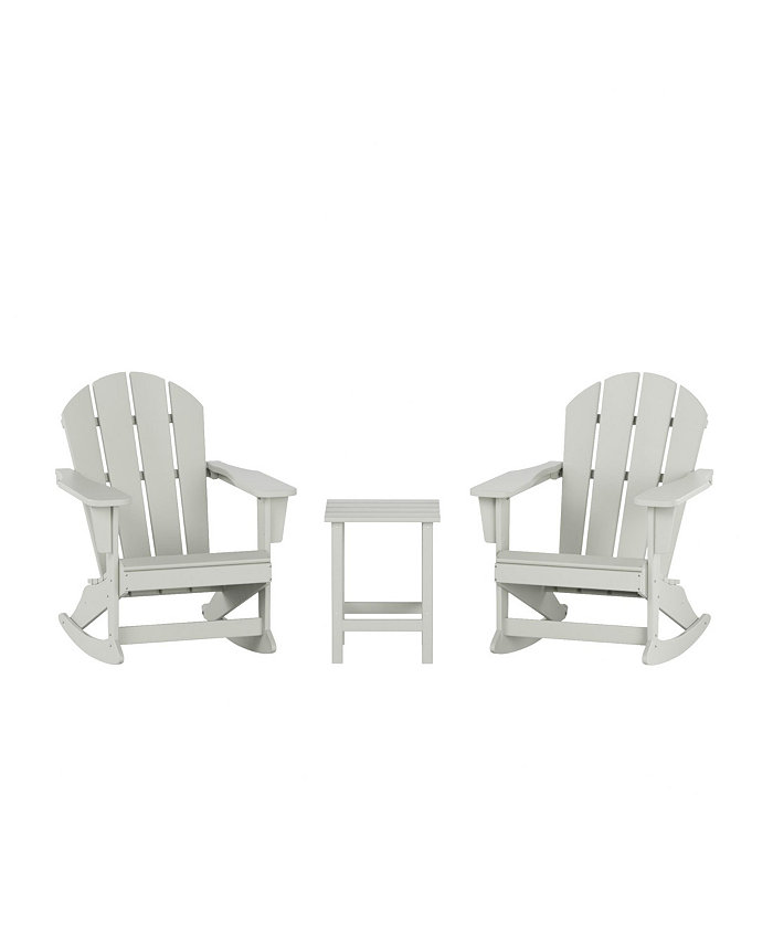 WestinTrends 3 Piece set Outdoor Patio Poly Adirondack rocking chairs with side table