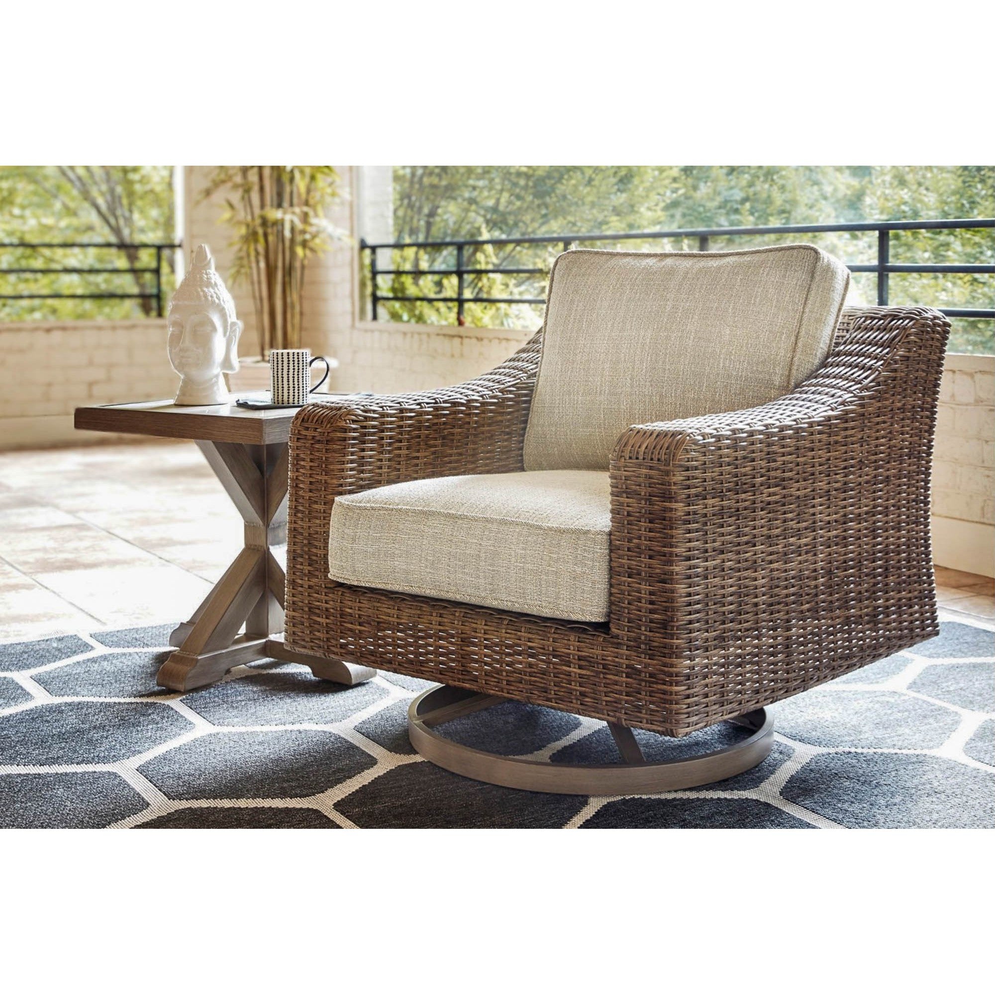 Fire Island Mist Outdoor Swivel Rocker Chair