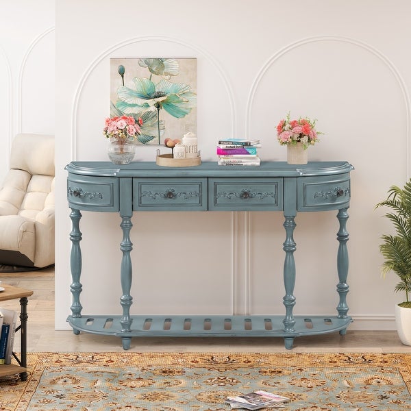 Modern Console Table with 4 Drawers and 1 Shelf