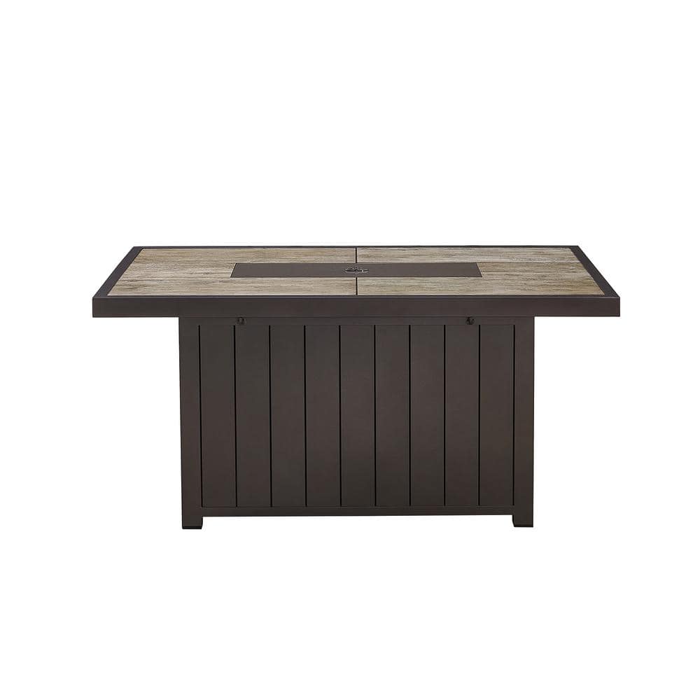 Hampton Bay Belize 51 in. W x 25 in. H Rectangle Aluminum Liquid Propane Fire Pit in Dark Brown Belize 51B 1PC