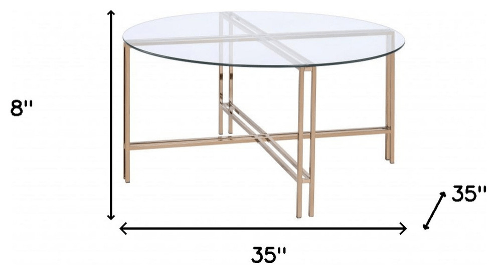 35 quotChampagne And Clear Glass Round Coffee Table   Contemporary   Coffee Tables   by HomeRoots  Houzz