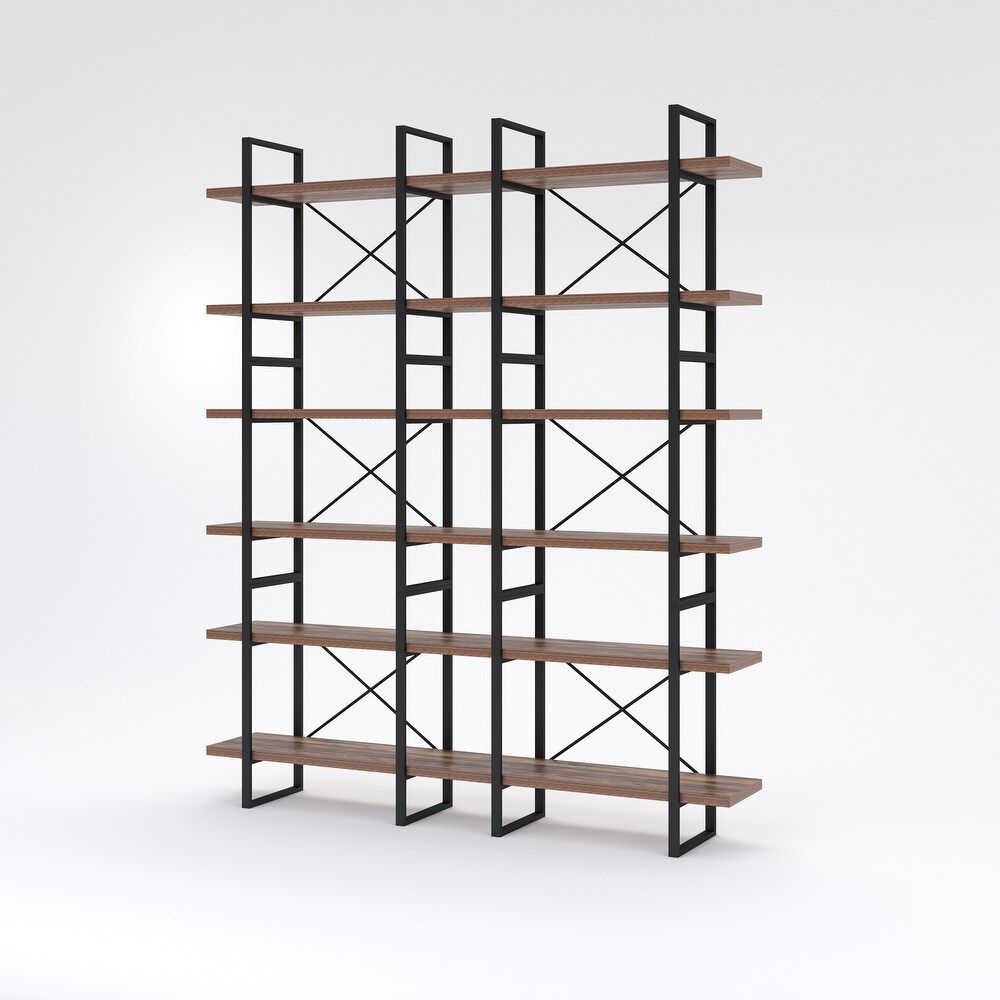 EVE Modern Antique Walnut Color 6 Tiers Large Size Display Bookshelves   71*12.6*85 inches