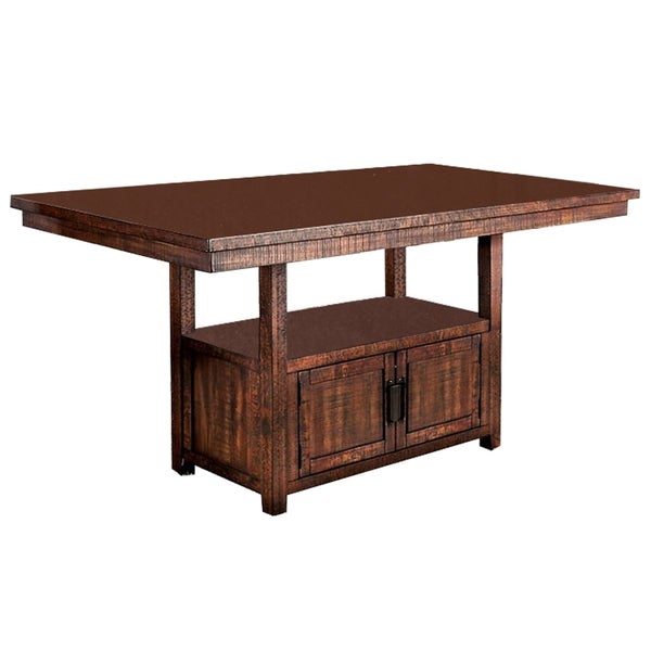 Wooden Dining Table with Additional Storage Space， Brown