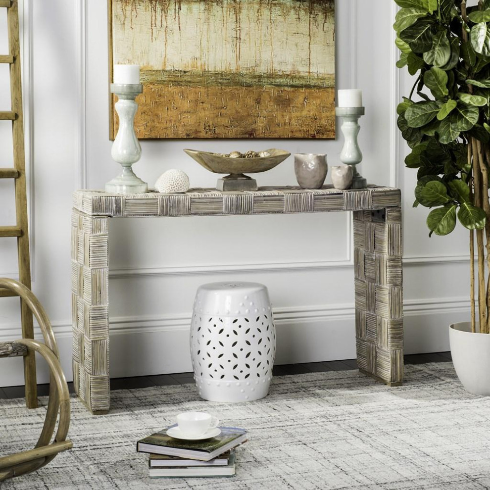 Kinzie Rattan Console Whitewash   Tropical   Console Tables   by Virgil Stanis Design  Houzz