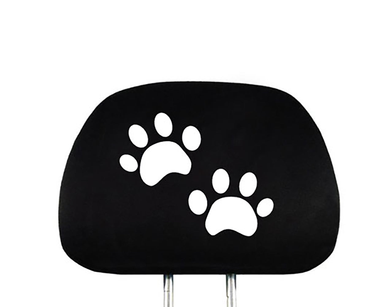 New Black Polyester Auto Car Truck SUV Seat Headrest Cover with White Paw Logo Universal Fit - One Piece