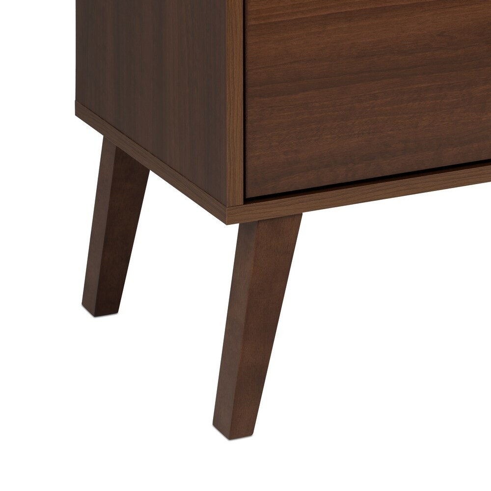 Prepac Milo Mid Century Modern 2 Drawer Nightstand  Bedside Table  Contemporary Bedroom Furniture