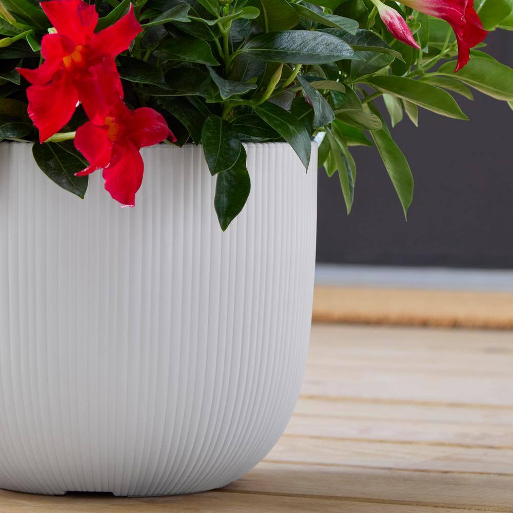 Vigoro 10 in. Amaliya Medium Textured White Plastic Planter (10 in. D x 8.1 in. H) HUPS00593N-10W