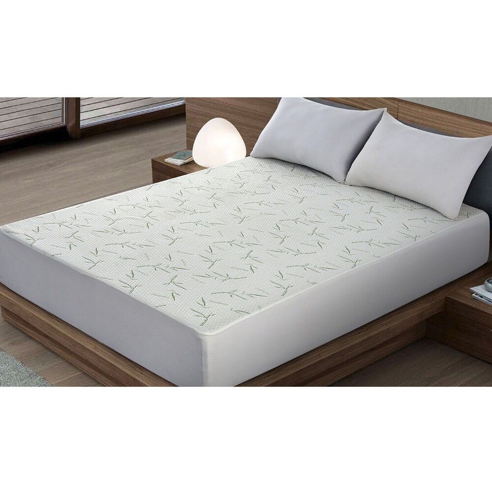 California King Cal King Size Jacquard Quilted Bamboo Mattress Pad Fitted Elastic Cover Protector   Stretches up 18\