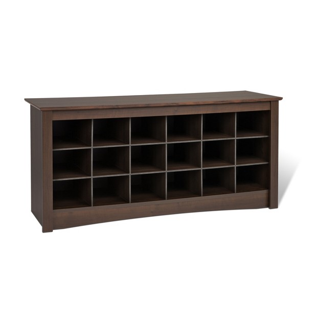 Shoe Cubbie Storage Bench Espresso Brown Prepac