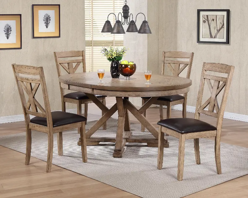 Grandview Traditional Brown 5 Piece Round Dining Set