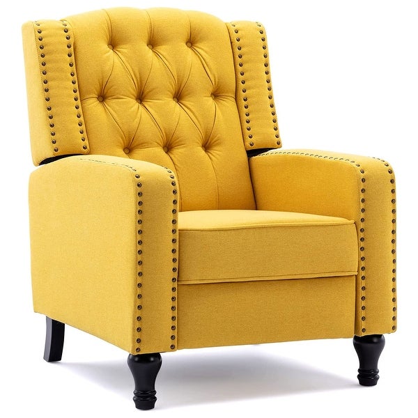 Vicluke Mid Century Modern Tufted Push Back Recliner w/ Traditional Legs， Yellow - 74.8