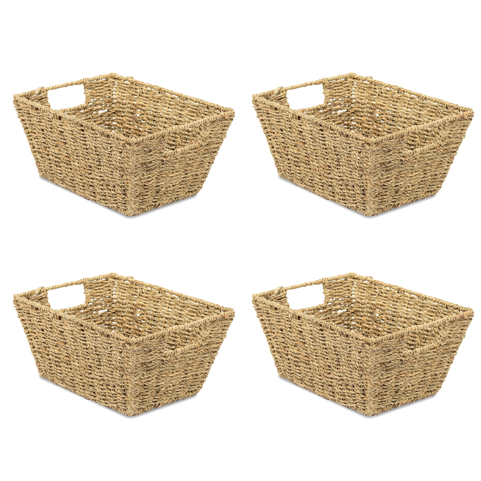 Sorbus Woven Wicker Storage Baskets for Organizing, Seagrass Closet Organizer Bins, Organization Storage Bins for Living Room, Bathroom Towels, Kitchen Pantry Cabinet, Bedroom, Handmade 2-PACK