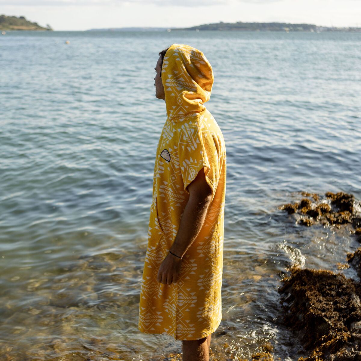 Baja Recycled Towel Poncho - Yellow Coast