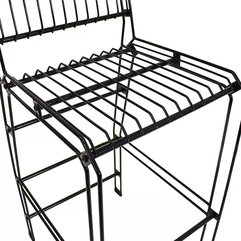 Sunnydaze Indoor/Outdoor Steel Wire Bar-Height Chairs - Black - Set of 2