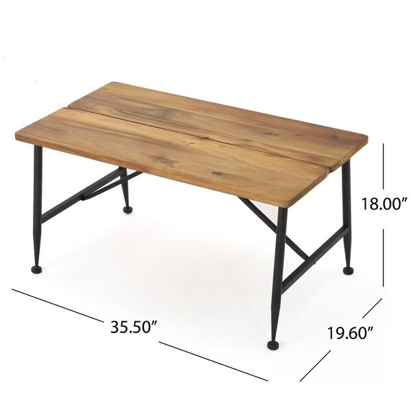 Outdoor industrial acacia wood+metal table，for graden and patio