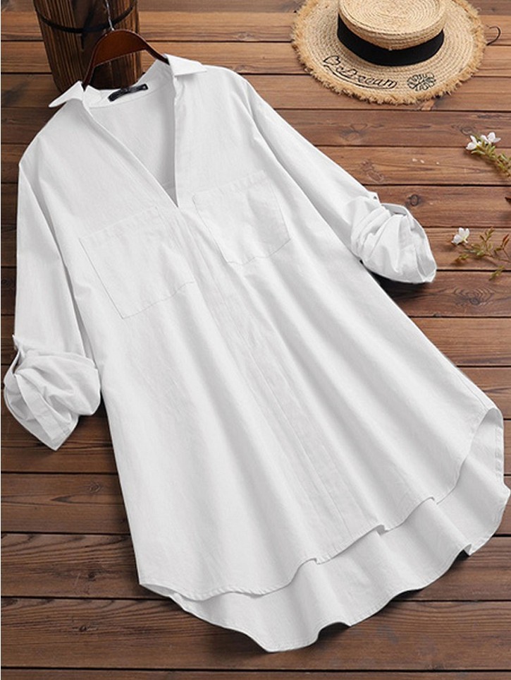 Casual Loose Solid Color Long-sleeved Blouse