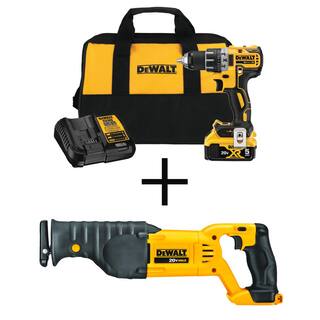 DW 20V MAX XR Cordless Brushless 12 in. DrillDriver Reciprocating Saw (1) 20V 5.0Ah Battery and Charger DCD791P1W380