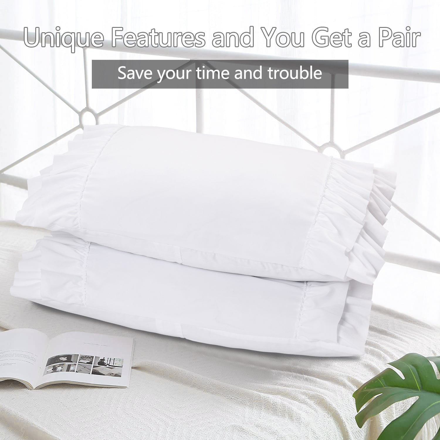 BednLinens Set of 2 White Queen 20