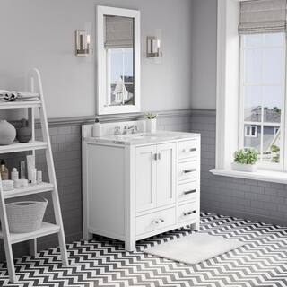 Water Creation Madison 36 in. W x 34 in. H Vanity in White with Marble Vanity Top in Carrara White with White Basin MADISON36W