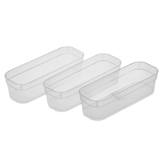 Sterilite Narrow Storage Trays With Sturdy Banded Rim And Textured Bottom For Desktop And Drawer Organizing