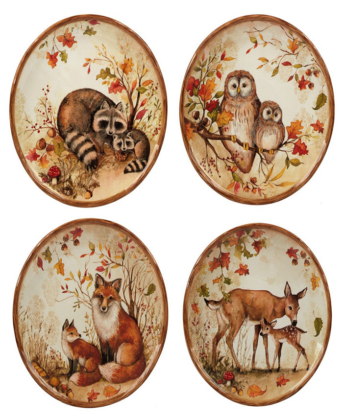 Certified International Pine Forest Set of 4 Dessert Plate