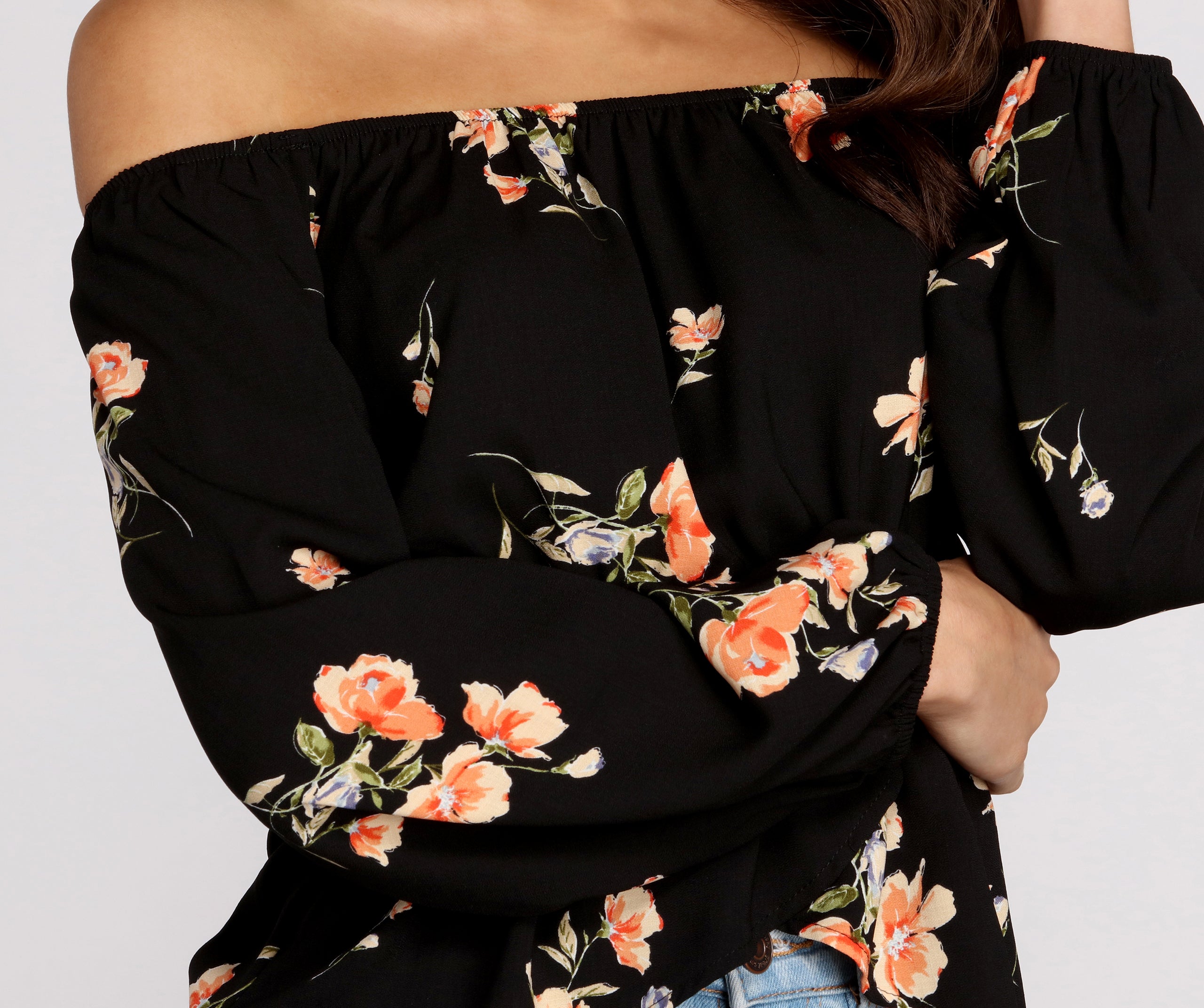 Off The Shoulder Floral Peplum Top