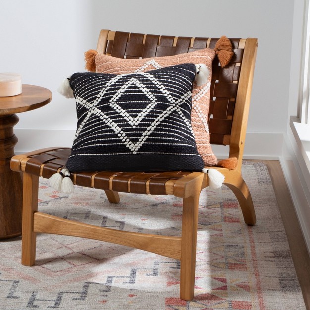 Embroidered Textured Diamond Throw Pillow