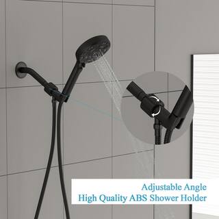 LORDEAR 8-Spray Patterns with 1.8 GPM 4.7 in. Wall Mount Handheld Shower Head in Matte Black H-SLF17006-B