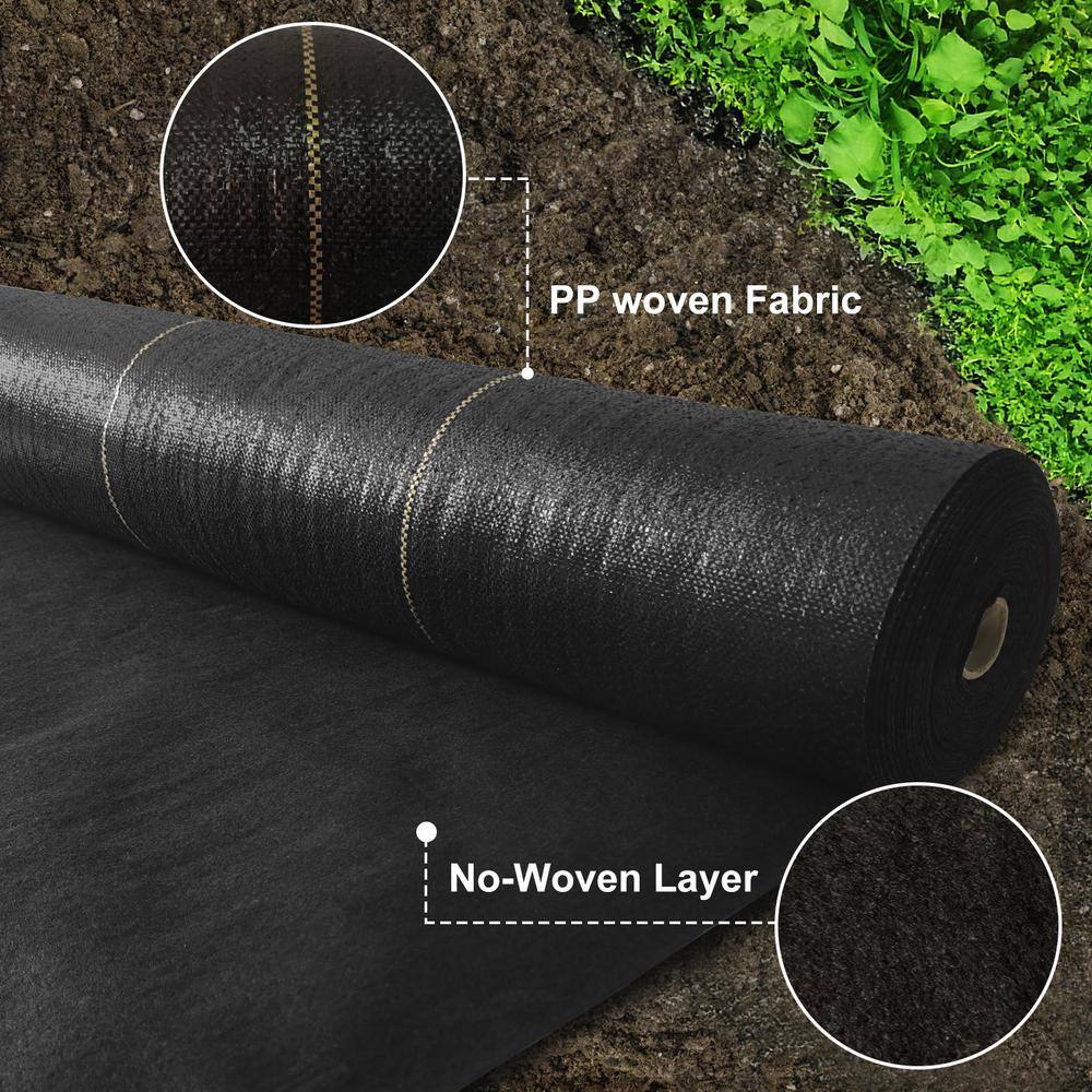 Agfabric 6 ft. x 100 ft. 4.8 oz. Garden Weed Barrier Fabric Premium Compound Heavy-Duty Weed Mat Fabric GC4806100B