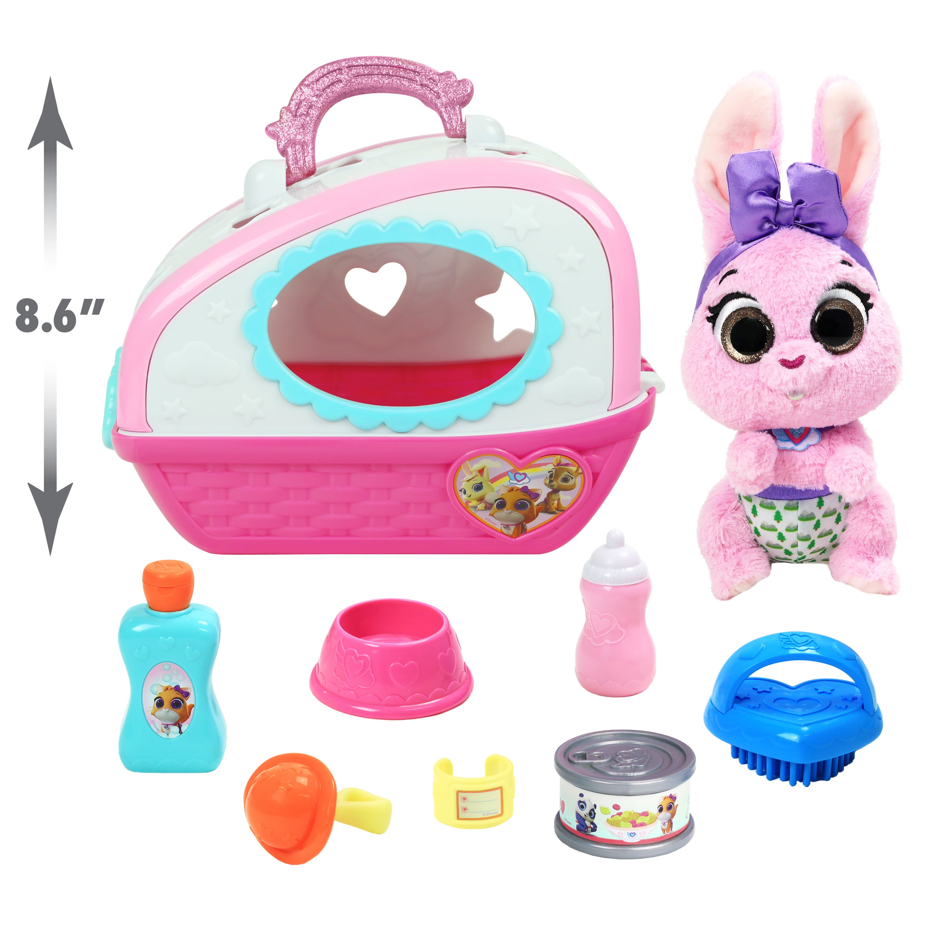 Disney Junior T.O.T.S. Care for Me Pet Carrier Bella the Bunny， 9 pieces， Officially Licensed Kids Toys for Ages 3 Up， Gifts and Presents