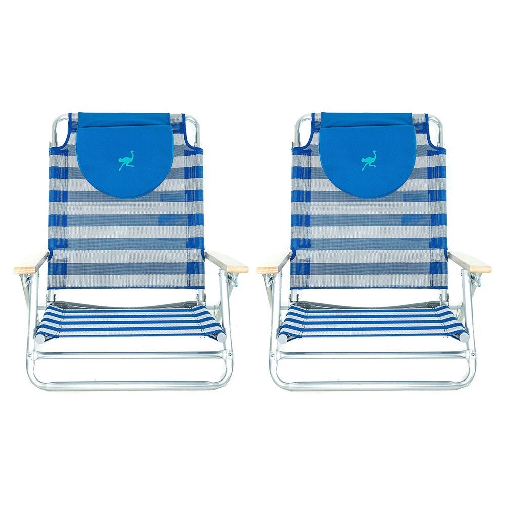 Ostrich SBSC-1016S South Adult Beach Lake Sand Lounging Chair， Striped (2 Pack)