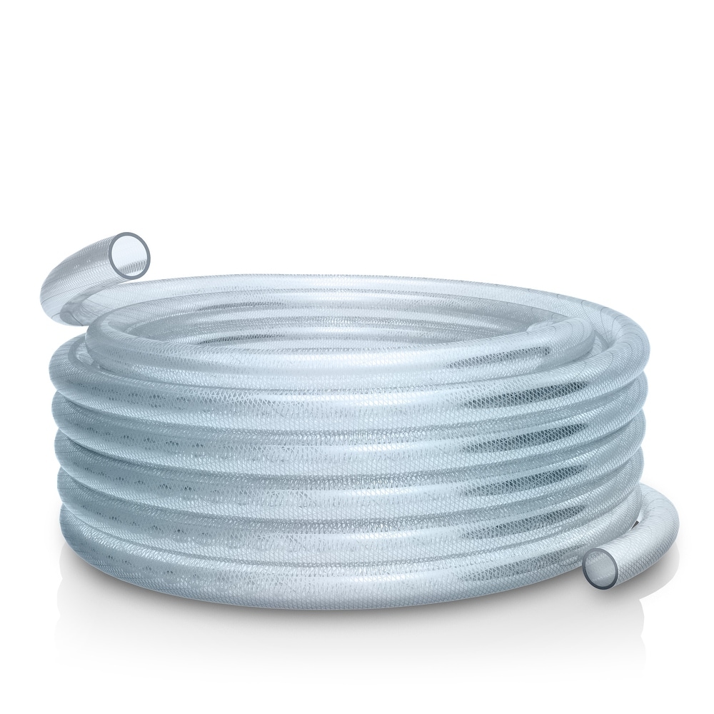 Alpine Corporation 100 Ft. Braided PVC Tubing with Inside Diameter for Ponds and Fountains  Clear