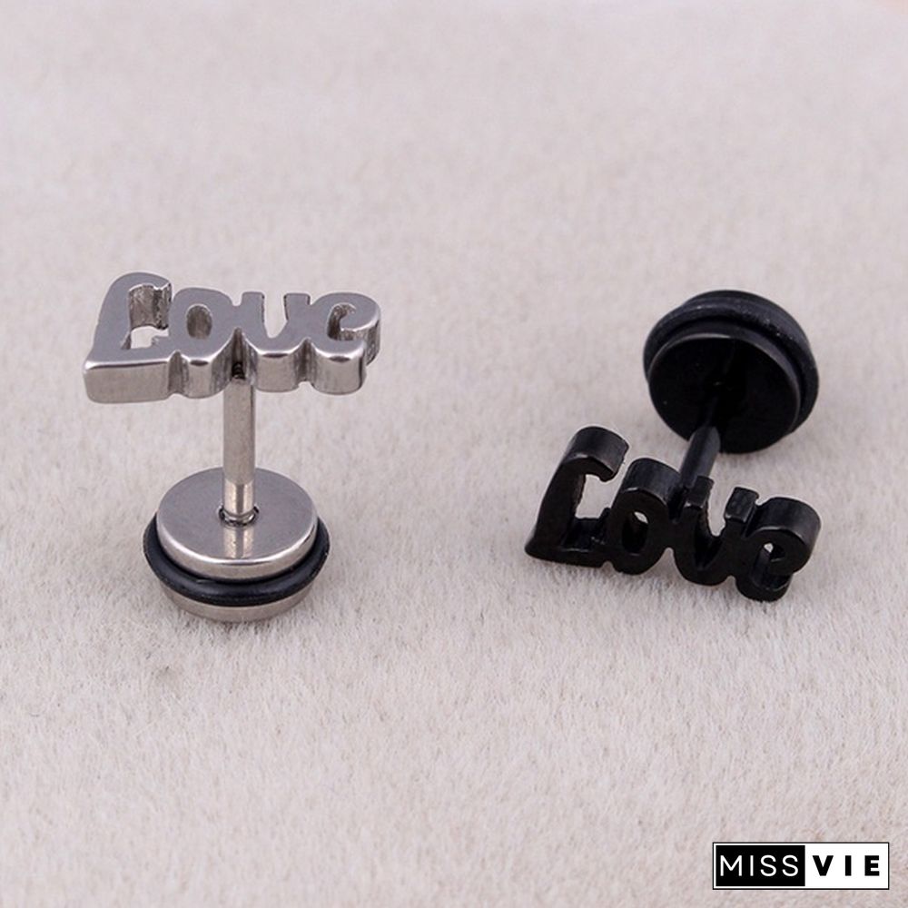 3 styles 2pc Unisex Fashion Stainless Steel Letter Ear Stud Earrings Women Men Accessories Piercing Jewelry