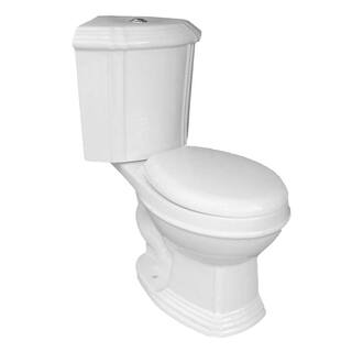 RENOVATORS SUPPLY MANUFACTURING Sheffield Corner 2-Piece 0.8 GPF1.6 GPF WaterSense Dual Flush Round Toilet in White with Slow Close Seat 13762