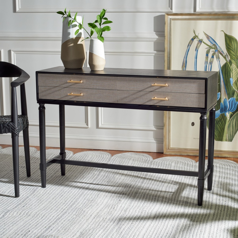 Grace 4 Drawer Console Table  Black   Traditional   Console Tables   by Rustic Home Furniture Deco  Houzz